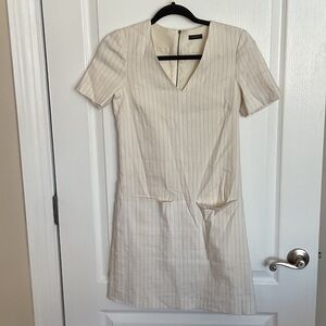 Theory Cream Pinstripe Mini Dress